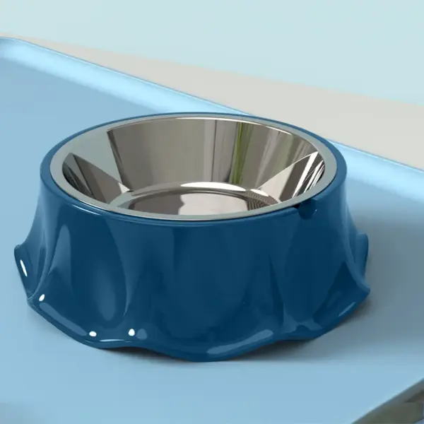 Non-Slip Stainless Steel Bowl with Rippled Design for Cat & Dog