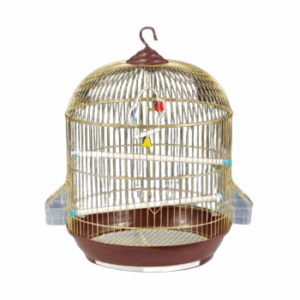 Gold-Plated Cage with Perches and Accessories for Bird