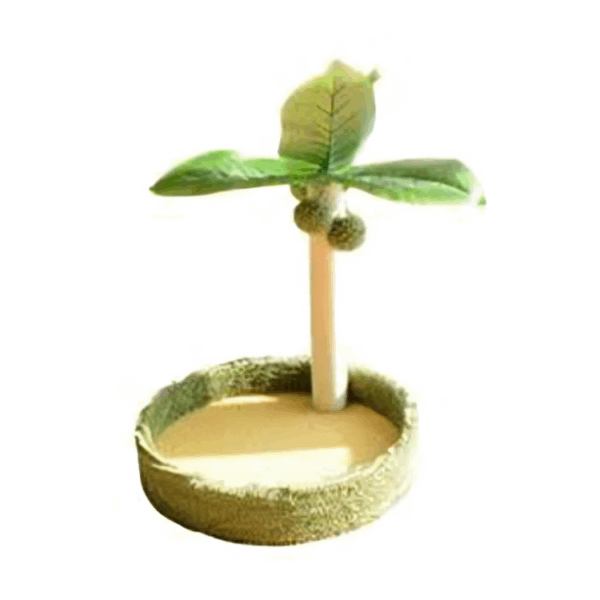 Scratcher Post Resting Spot with Green Top Leaves for Cat
