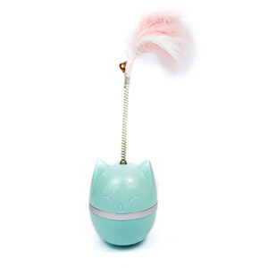 Interactive Shaped-Egg Tumbler with Feathers For Cat