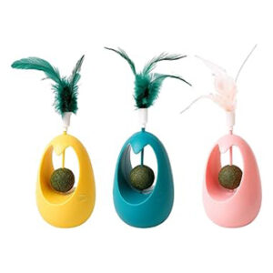 Interactive Pear-Shaped Ball with Feather and Catnip Toy For Cat