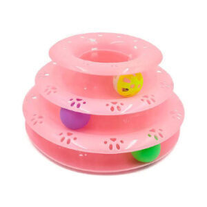 Interactive 3-Layer Cute Cat Design Tower with Balls for Cat
