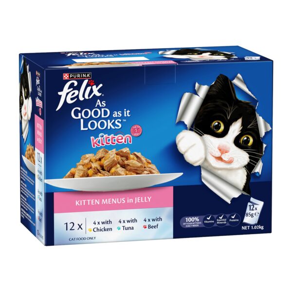 Purina Felix As Good AS It Looks Kitten with Chicken & Tuna & Beef in Jelly 12*85 g