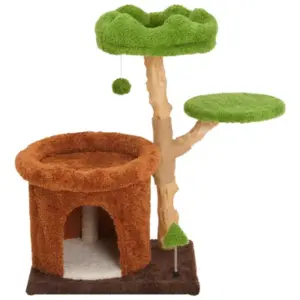 Scratcher Post Climbing Tree Flower Shape with Home for Cat