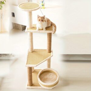 Scratching Tree Multi Level with 3 Base and Hanging Toys for Cat