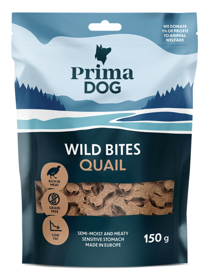 PrimaDog Wild Bites Snack Quail Treat for Dog 150g