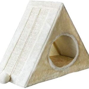 Triangle House with Sisal Scratching Post and Hanging Ball For Cat
