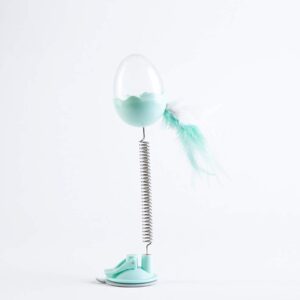 Cat Teaser Spring Eggs Toy with Feather