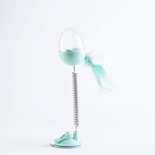 Cat Teaser Spring Eggs Toy with Feather