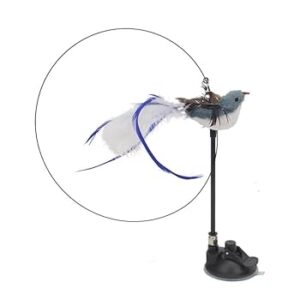 Interactive Bird Toy with Feathers on with Stick and Base