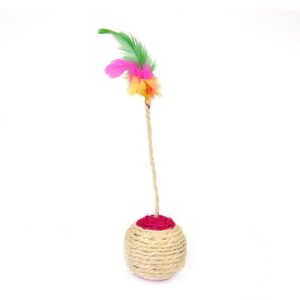 Moving Sisal Ball with Feathered Toy for Cat 6.5 cm