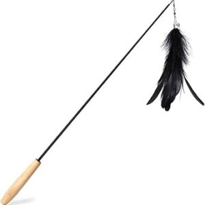 Stick with Solid Wood Handle with Feather Toy for Cat