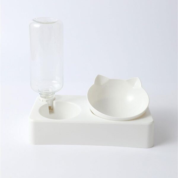 Double Bowl with Water Feeder Rectangular Base for Cat & Dog
