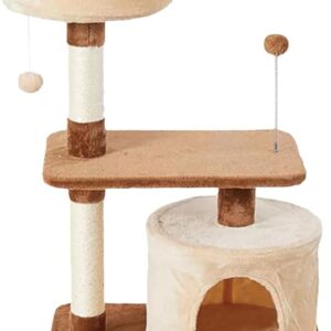 Two-Level Scratching Post with House and Resting Area for Cat