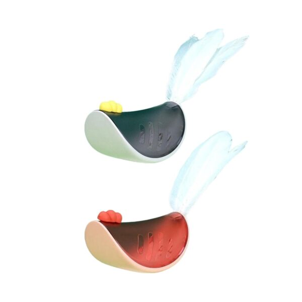 Cat Food-Dispensing Toy Tumbler with Feather - Image 2