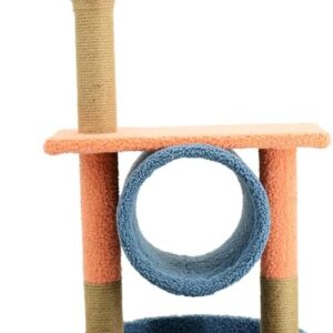 Scratching Tree with Circular Base & Tunnel & Hanging Toys for Cat