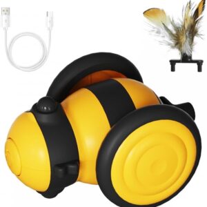 Automatic Shape Bee Car Toy with Tail for Cat