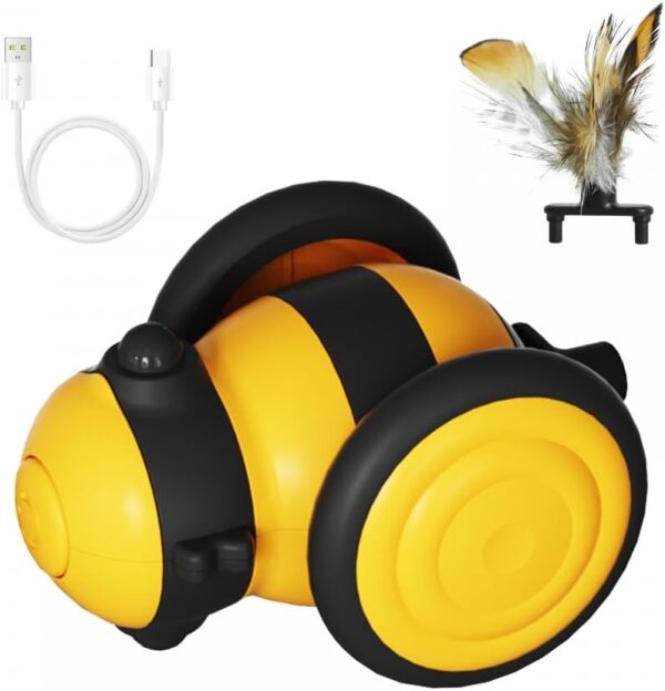 Automatic Shape Bee Car Toy with Tail for Cat