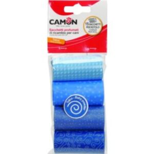 Camon Scented Dog Scoop Bags Baby Powder 4 rolls of 15 Bags