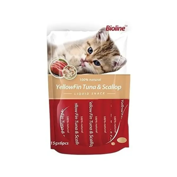 Bioline Creamy Yellowfin Tuna Scallop Cat Treat 15g Pack of 6