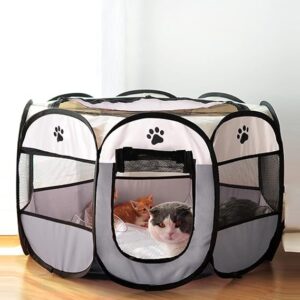 Octagonal Pet Tent Large Gray 114*114*58CM