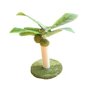 Scratcher Post with with Green Top Leaves And Hanging Ball for Cat
