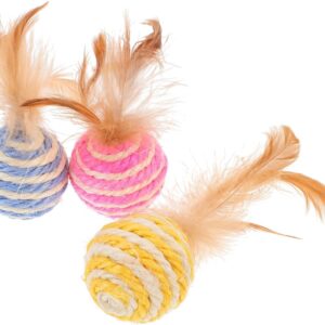 Sisal Ball with Feathered Toy for Cat 4cm