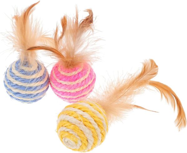 Sisal Ball with Feathered Toy for Cat 4cm