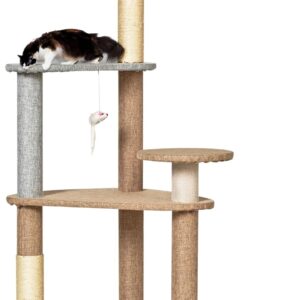 Scratching Tree Multi Level with 4 Base and Hanging Toys for Cat