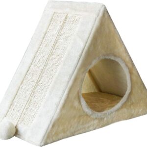 Triangle House with Sisal Scratching Post and Hanging Ball For Cat
