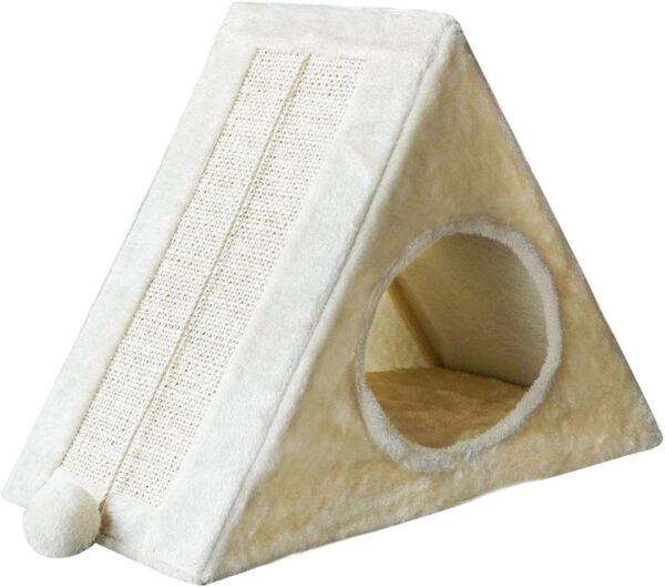 Triangle House with Sisal Scratching Post and Hanging Ball For Cat