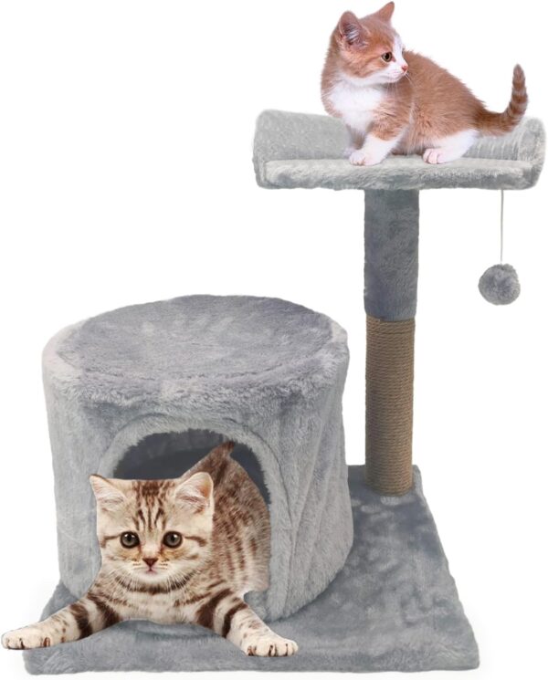 Scratching Post with Cozy Cave and Elevated Resting Area for Cat - Image 2