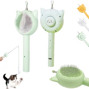 Brush Self Cleaning Grooming with Stick Retractable with Bell & Light Cat & Dog