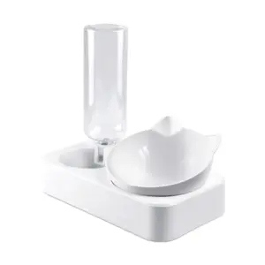 Food Bowl with Automatic Water Dispenser Raised Stand for Cat & Dog