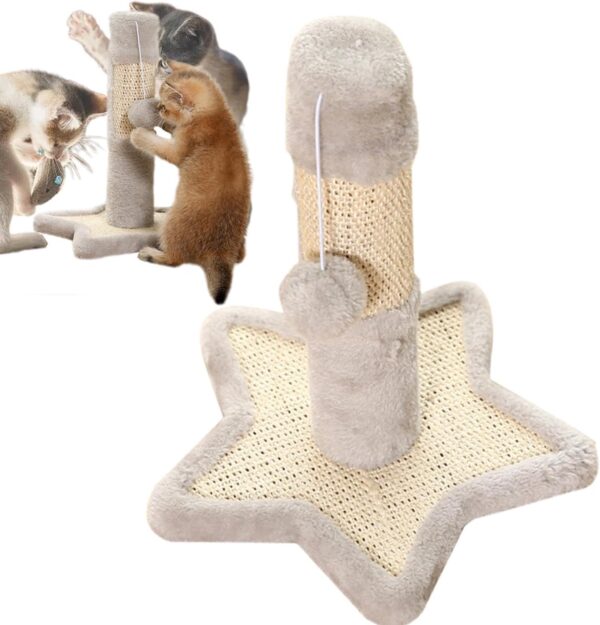 Scratching Post with Star Shaped Base & Hanging Ball for Cat