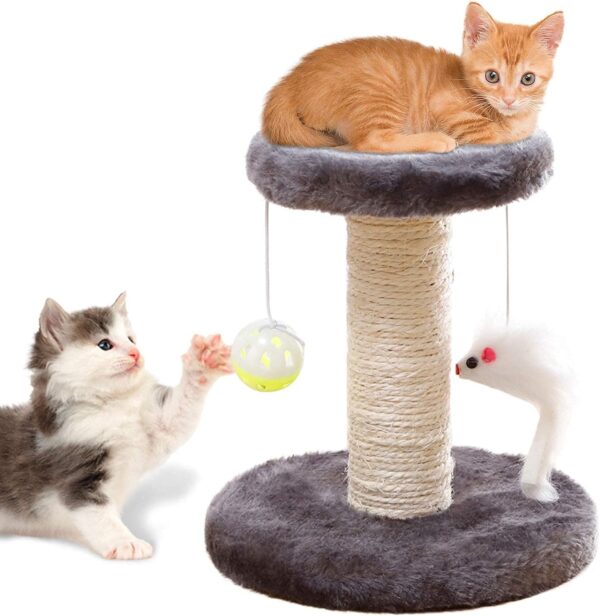 Scratcher Post with Toy Double Drop Ball Mouse