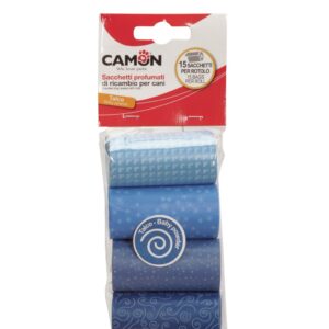 Camon Scented Dog Scoop Bags Baby Powder 4 rolls of 15 Bags