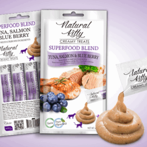 Natural Kitty Creamy Tuna, Salmon & Blueberry 4*12g