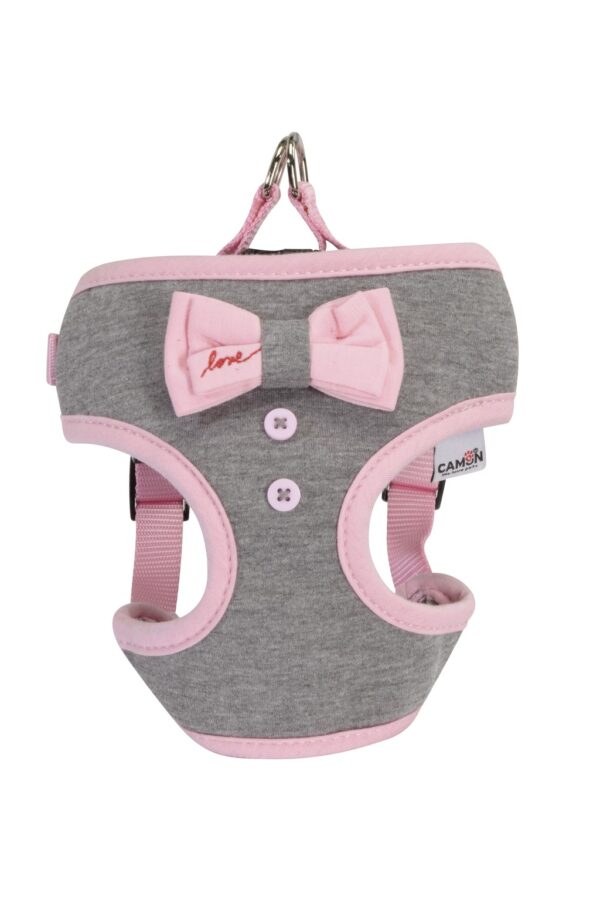Camon Harness with Pink Bow girth 33*41 cm Grey
