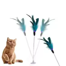 Stick Spring Base with Colorful Feather & Ball For Cat