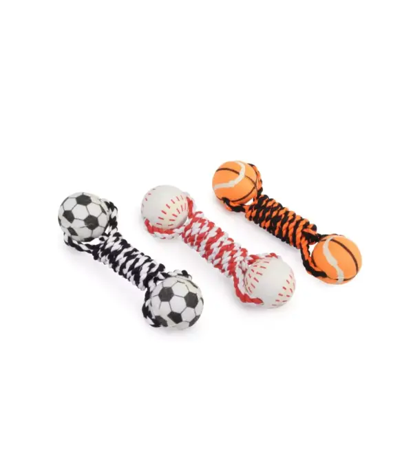 Camon Double Sports Ball with Rope Dog Toy