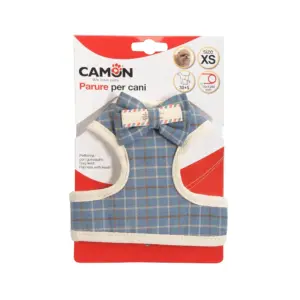 Camon Harness and Leash Set with Bow Scottish Blue For Dogs Small