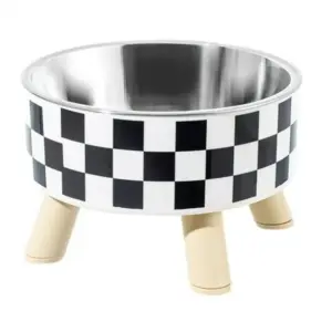 Bowl Stainless Steel Checkered Design for Cat & Dog