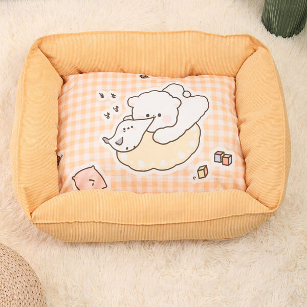 Square Bed Cartoon Printed for Cat & Dog - Image 2
